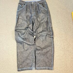 Enyce Mens Baggy Denim Jeans Dark Wash Blue Contrast Stitch Y2K Streetwear 34X32